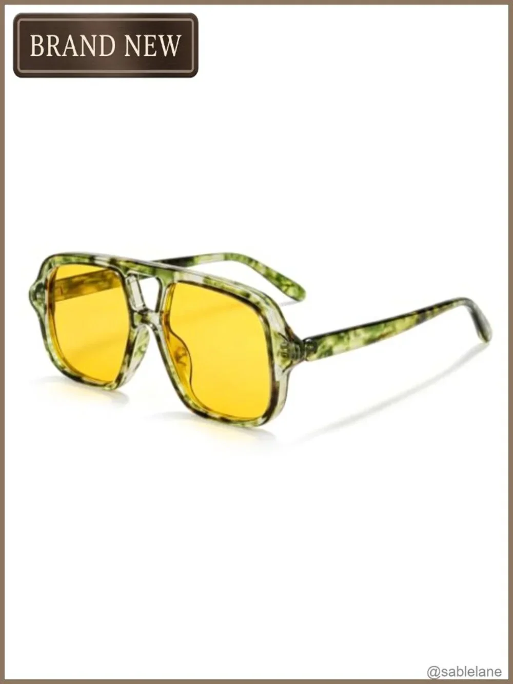 Oversized Retro Aviator Sunglasses UV400 Protection